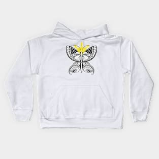 Philippine Sun / Tribal line Art Butterfly Kids Hoodie